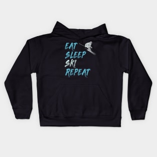 eat sleep ski repeat Kids Hoodie